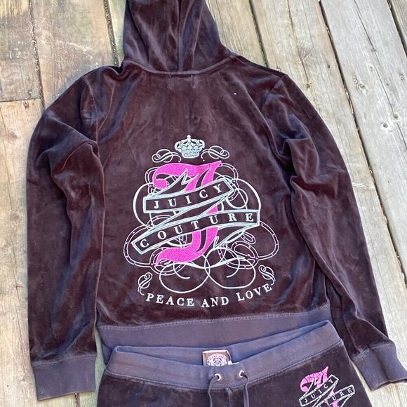 Vintage Y2K Juicy Couture Velour Tracksuit Black Bedazzled - Picture 4 of 12